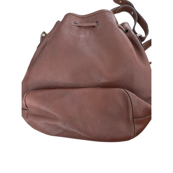 Redwall Italy Leather Drawstring Bucket Bag Etro Paisley Lining Brown Flaw - Picture 4 of 5